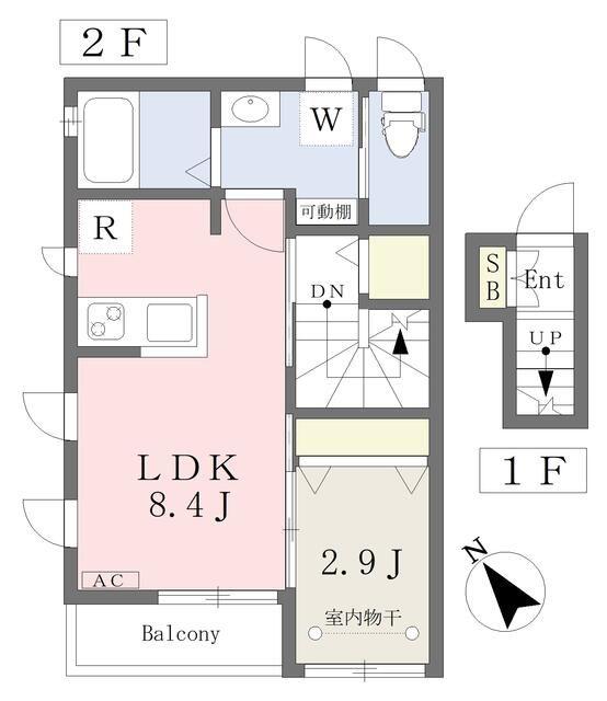 FLORAISON(1LDK/2階)の間取り写真