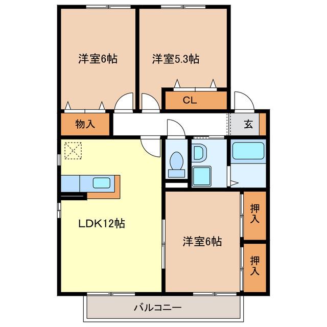 M・SQUARE(3LDK/2階)の間取り写真