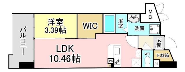 ウイングス西小倉(1LDK/9階)の間取り写真