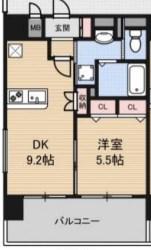 LUXE新大阪II(1DK/5階)の間取り写真