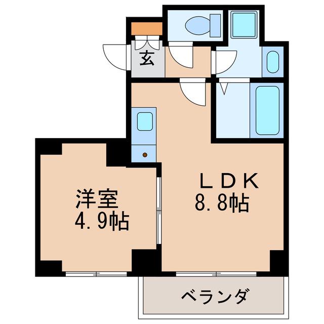 BLUE SQUARE(1LDK/2階)の間取り写真