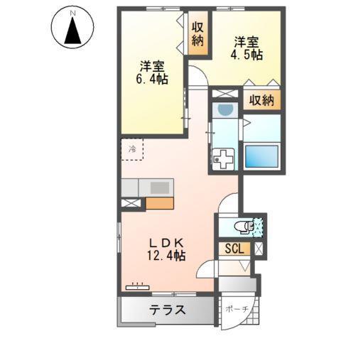 NEW VILLAGE(2LDK/1階)の間取り写真