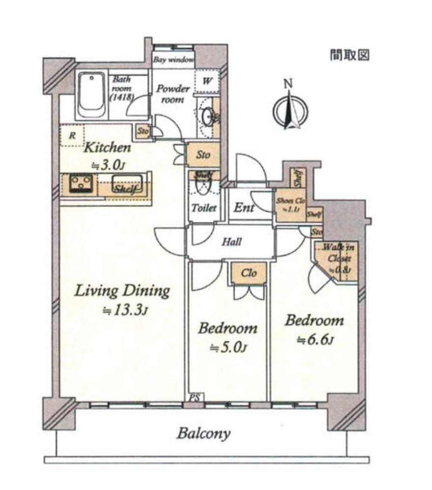 勝どきビュータワー(2LDK/40階)の間取り写真