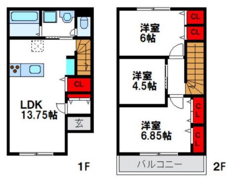 LIVELE FINE 天神山(3LDK/1階)の間取り写真