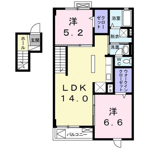 シーダーエース(2LDK/4階)の間取り写真