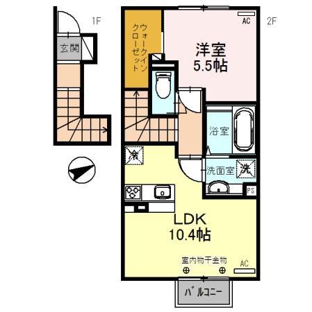 CAMPO DI RISO(1LDK/2階)の間取り写真