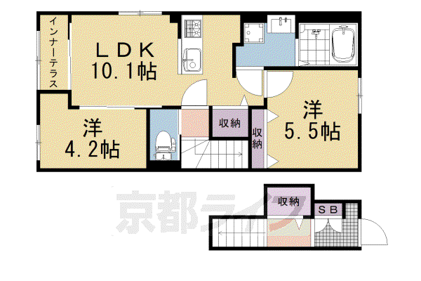 リュッカ友岡(2LDK/1階)の間取り写真