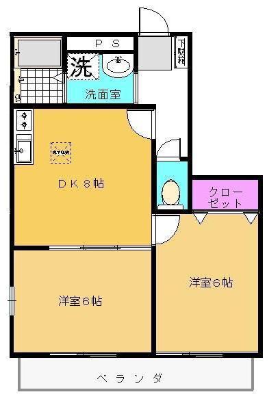 泉ハイムII(2DK/2階)の間取り写真
