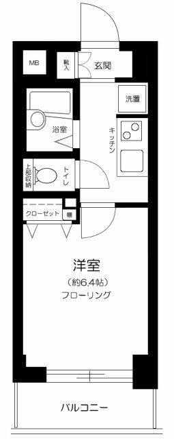 ラグジュアリーアパートメントデュオ神楽坂(1K/2階)の間取り写真