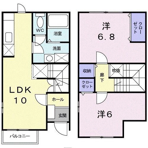 シャンスI(2LDK/1階)の間取り写真