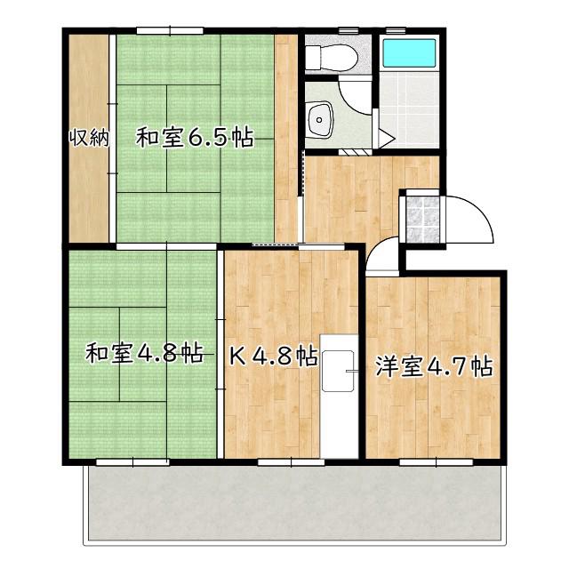 国土コーポ諏訪ノ森D棟(3K/3階)の間取り写真
