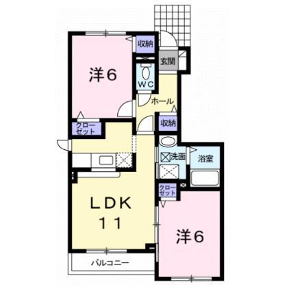 メゾンKT3号館(2LDK/1階)の間取り写真
