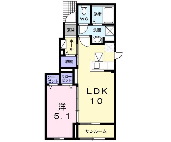 キュートレジデンスA(1LDK/1階)の間取り写真