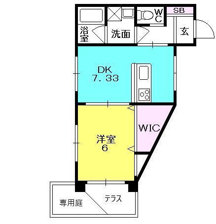 COLABO西北ガーデンズ(1DK/1階)の間取り写真