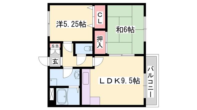 ハイツゆめさき(2LDK/1階)の間取り写真