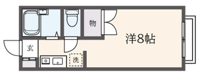 SUWA(ワンルーム/2階)の間取り写真