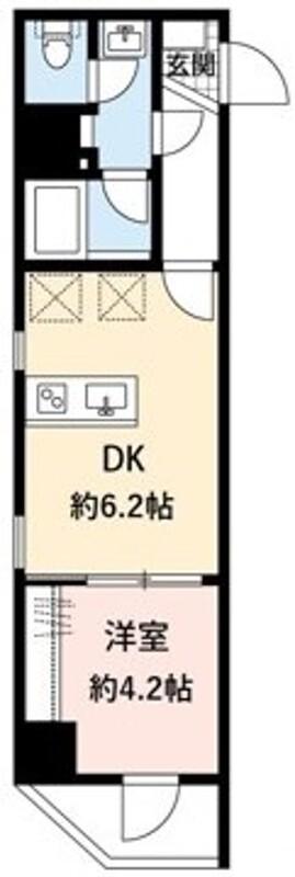 プレスタンテ ウィステリア(1DK/2階)の間取り写真