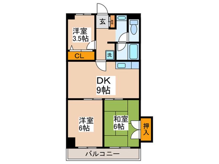 トーカド宮崎台(3DK/3階)の間取り写真