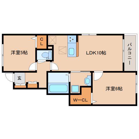 ハイツ大和(2LDK/1階)の間取り写真