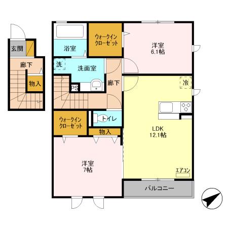クラージュG(2LDK/2階)の間取り写真