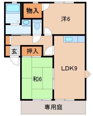 グリーンフル紀の川(2LDK/1階)の間取り写真