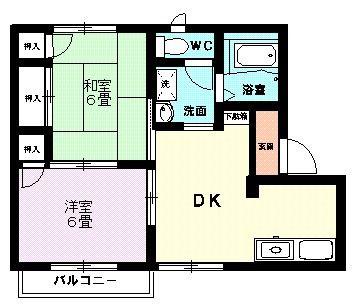 エクメーネ(2DK/2階)の間取り写真