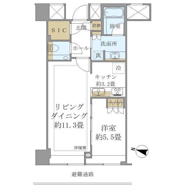 BRILLIA TOWER堂島(1LDK/40階)の間取り写真