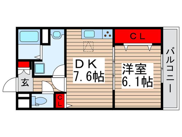 GIVERNY(1DK/1階)の間取り写真