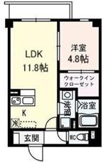 ソラシアレジデンス九条(1LDK/1階)の間取り写真