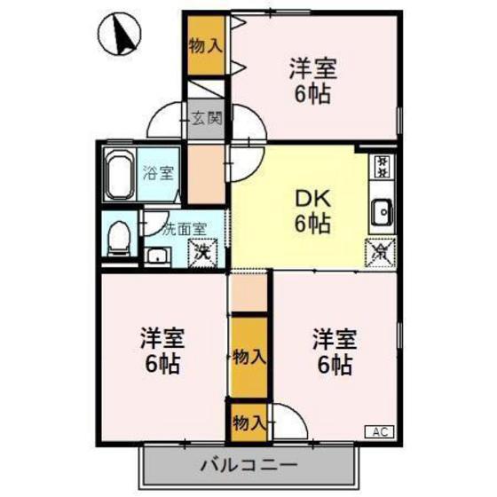 セジュール城東(3DK/1階)の間取り写真