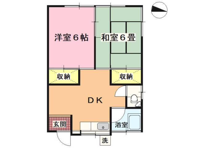 みつばち荘(2DK/1階)の間取り写真
