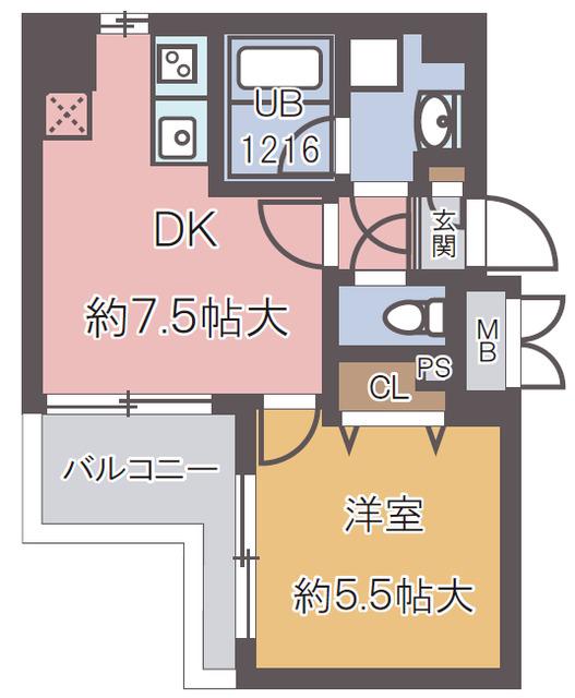 グランジュテ住吉(1DK/3階)の間取り写真