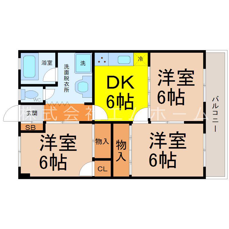 メゾントーメー(3DK/4階)の間取り写真