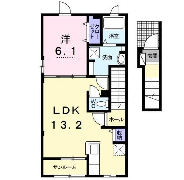 アルマナック ハウス(1LDK/2階)の間取り写真