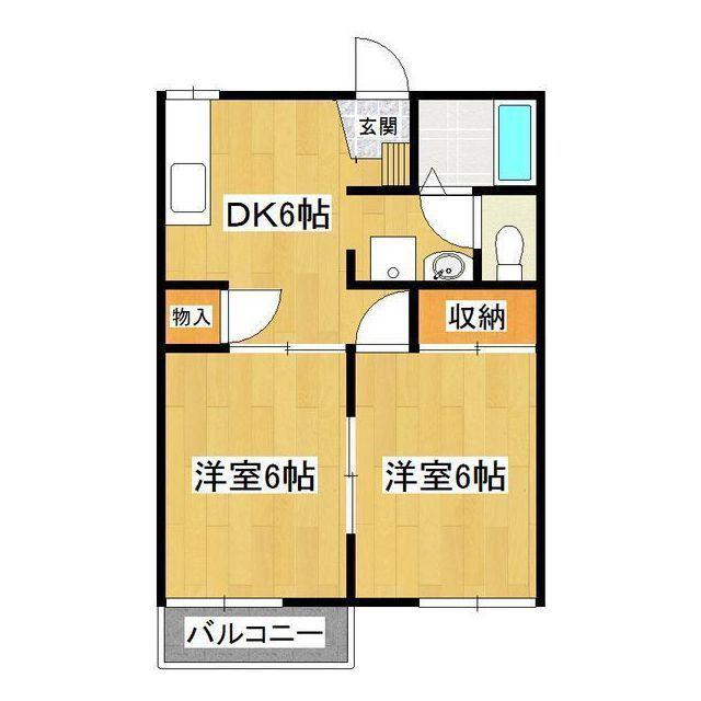 シェルコーポ(2DK/2階)の間取り写真