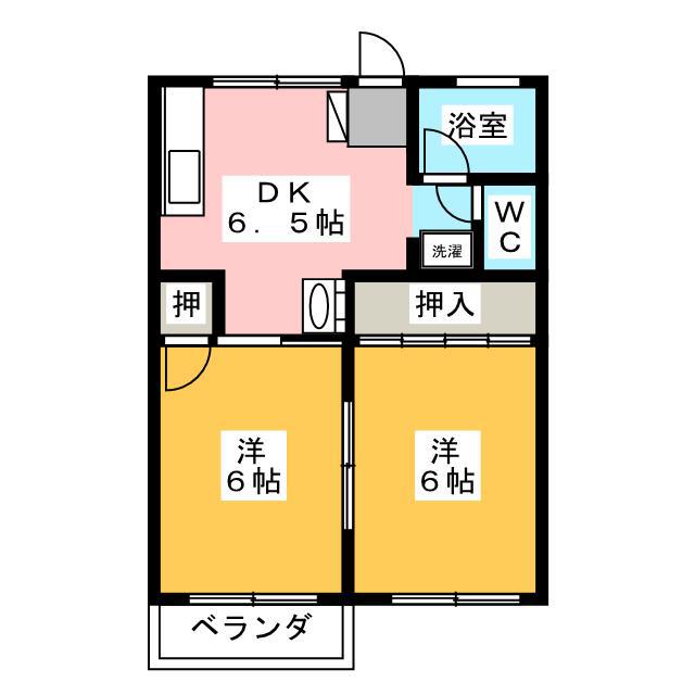 コーポジェントリー A棟(2DK/1階)の間取り写真