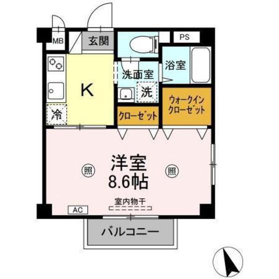 ビューティリメイン D(1K/3階)の間取り写真