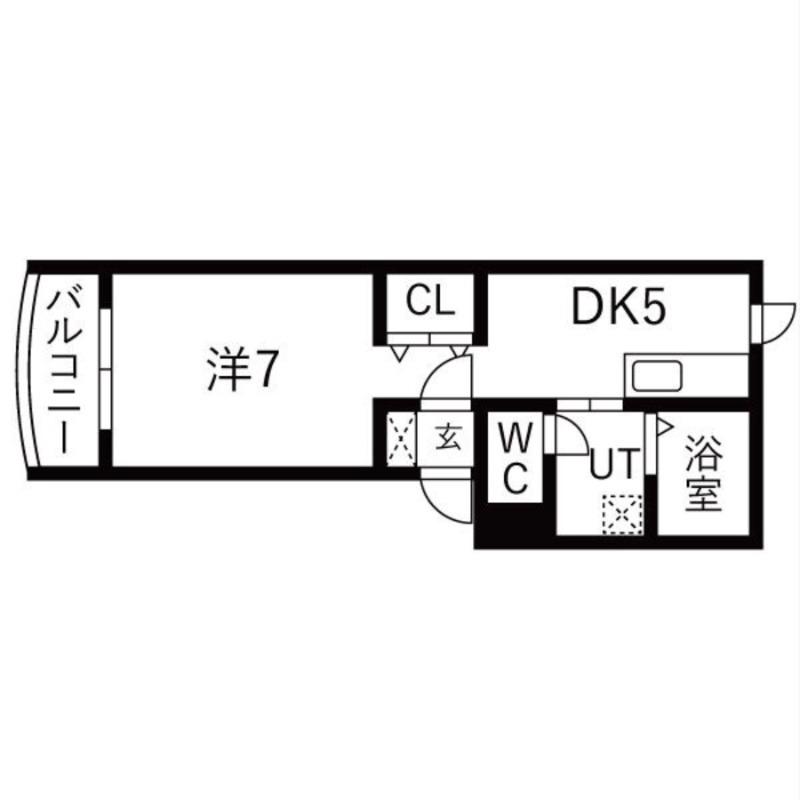 QBIG白石(1DK/1階)の間取り写真