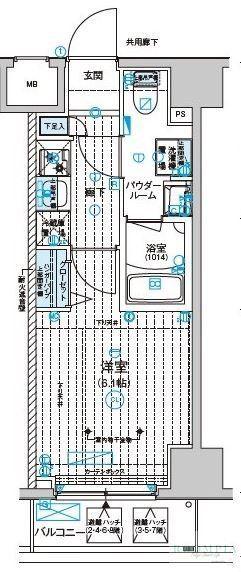 メインステージ千住中居町(1K/5階)の間取り写真