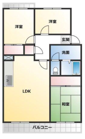 さがみ野さくらマンション(3LDK/2階)の間取り写真