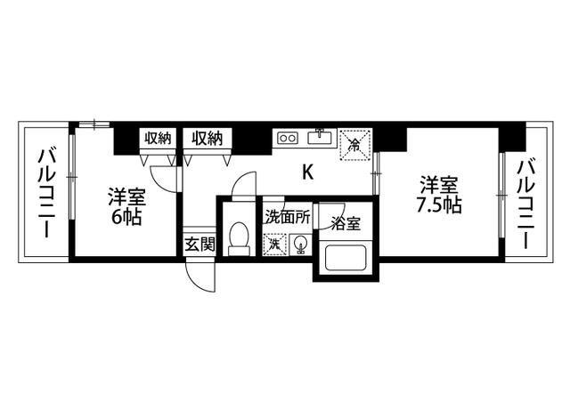 コンフォート・イシイ(2DK/6階)の間取り写真