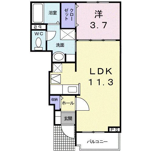 サンローラン(1LDK/1階)の間取り写真