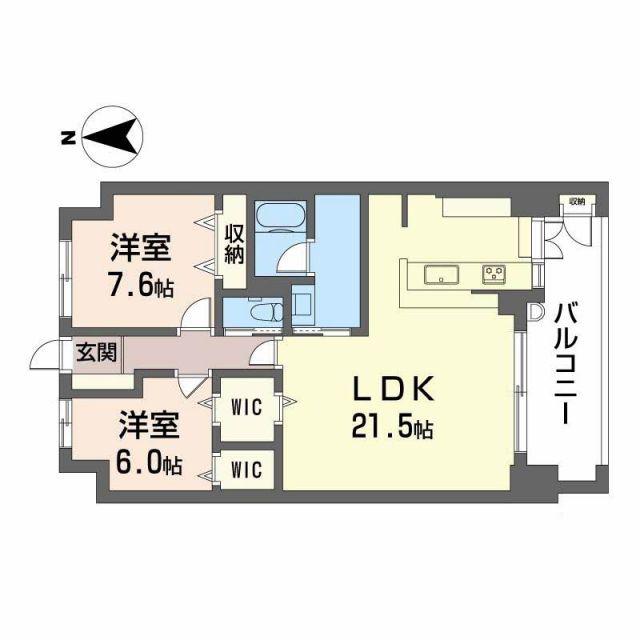 ビ・ウェルフレックス弥右衛門(2LDK/6階)の間取り写真