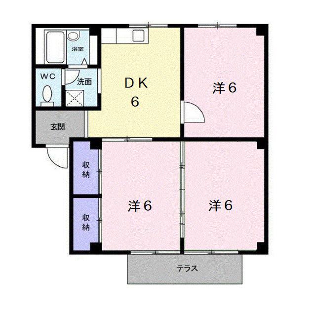 シティハイツたちばな(3DK/1階)の間取り写真