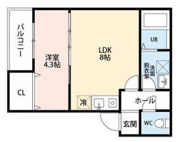 WELLーBEING鶴橋(1LDK/2階)の間取り写真