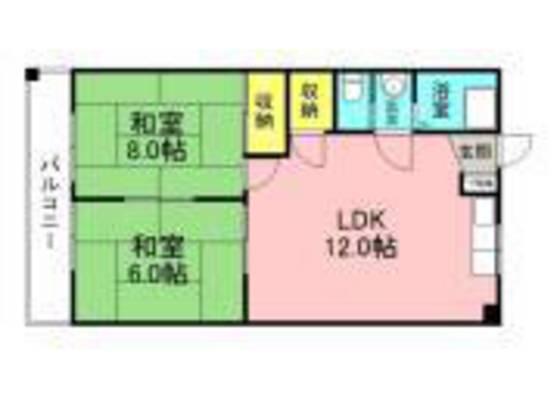胤森ビル(2LDK/6階)の間取り写真