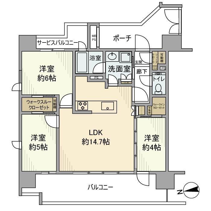クリオ浅草セントラルマークス(3LDK/3階)の間取り写真
