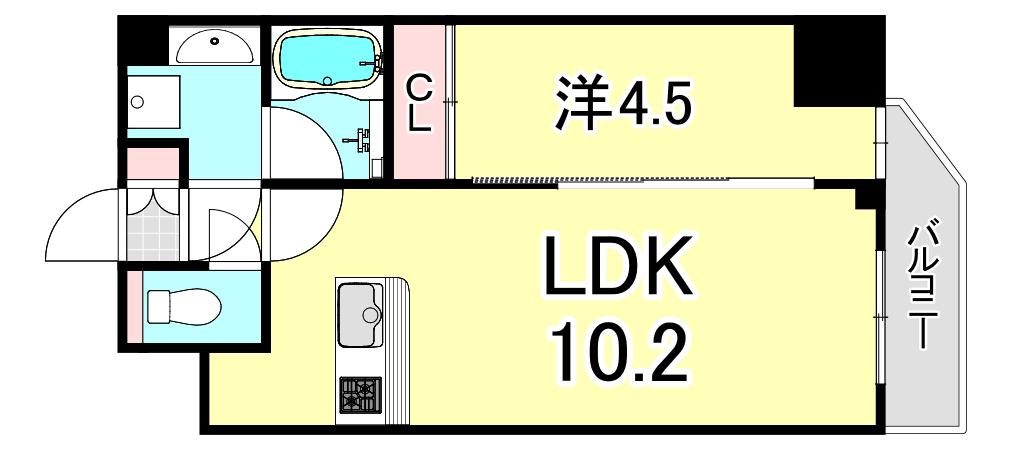 プレジオ武庫川ASIAN(1LDK/6階)の間取り写真