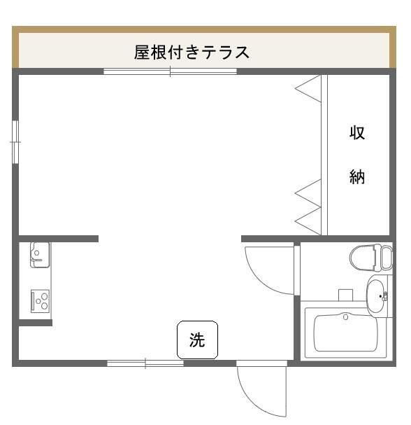 ドミールシノダA(1K/1階)の間取り写真