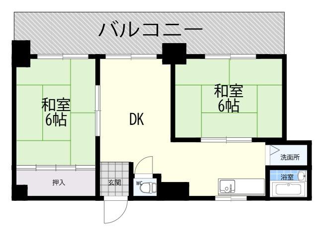 グラントピア京橋(2DK/9階)の間取り写真
